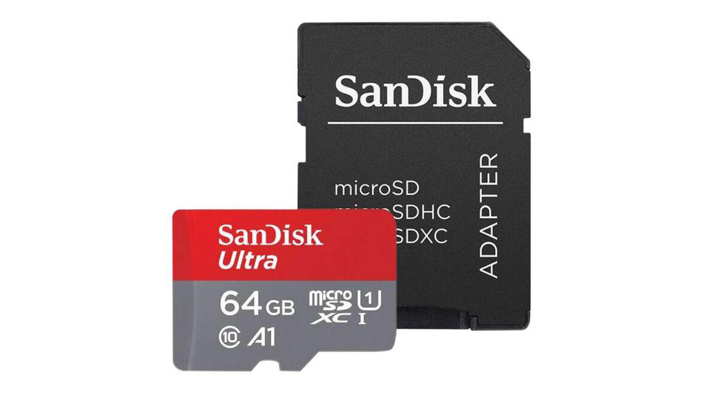 Kartelë memorie SanDisk Ultra, 64GB, MicroSDXC UHS I, Class 10, me adapter
