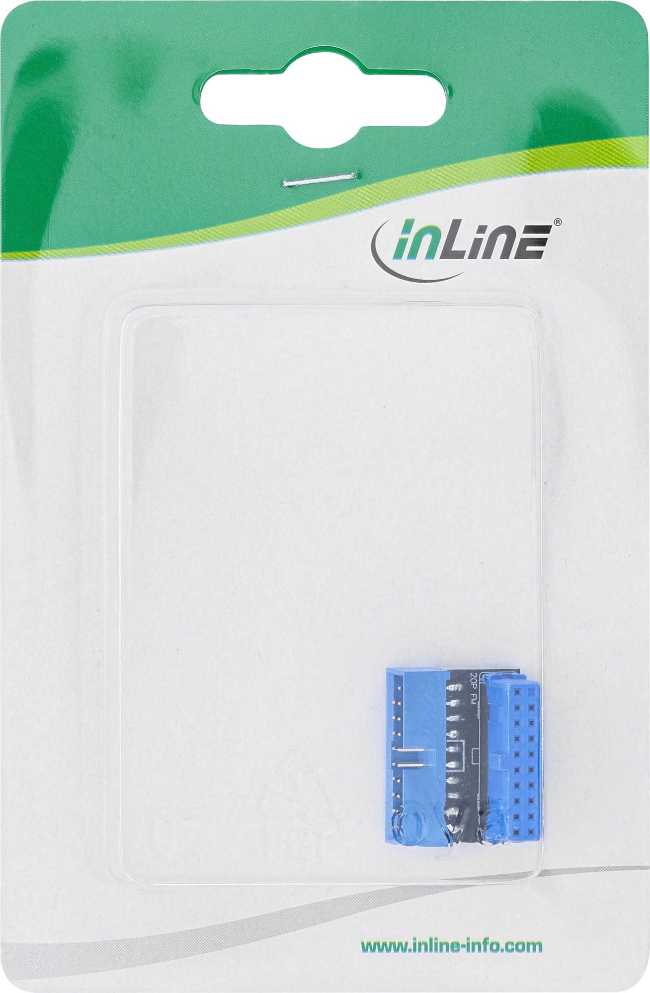 Adapter këndor InLine 19 pin USB 3.0, meshkuj femër, i zi