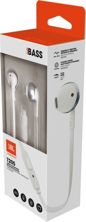Dëgjuese JBL T205, të argjendta/ bardha