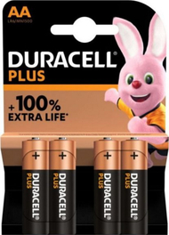 Bateri alkaline Duracell Plus Power AA R6, paketim 4 copë