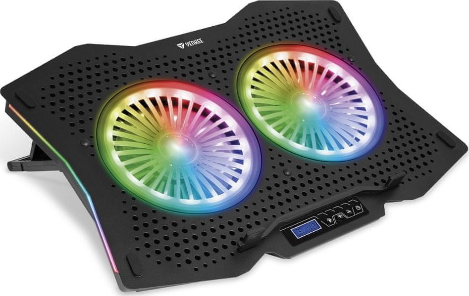Ладечка подлога за лаптоп Yenkee YSN 310, до 15.6", 2 вентилатори, RGB, црна