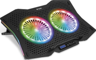 Stendë ftohëse për laptop Yenkee YSN 310, deri në 15.6", 2 ventilatorë, RGB, e zezë