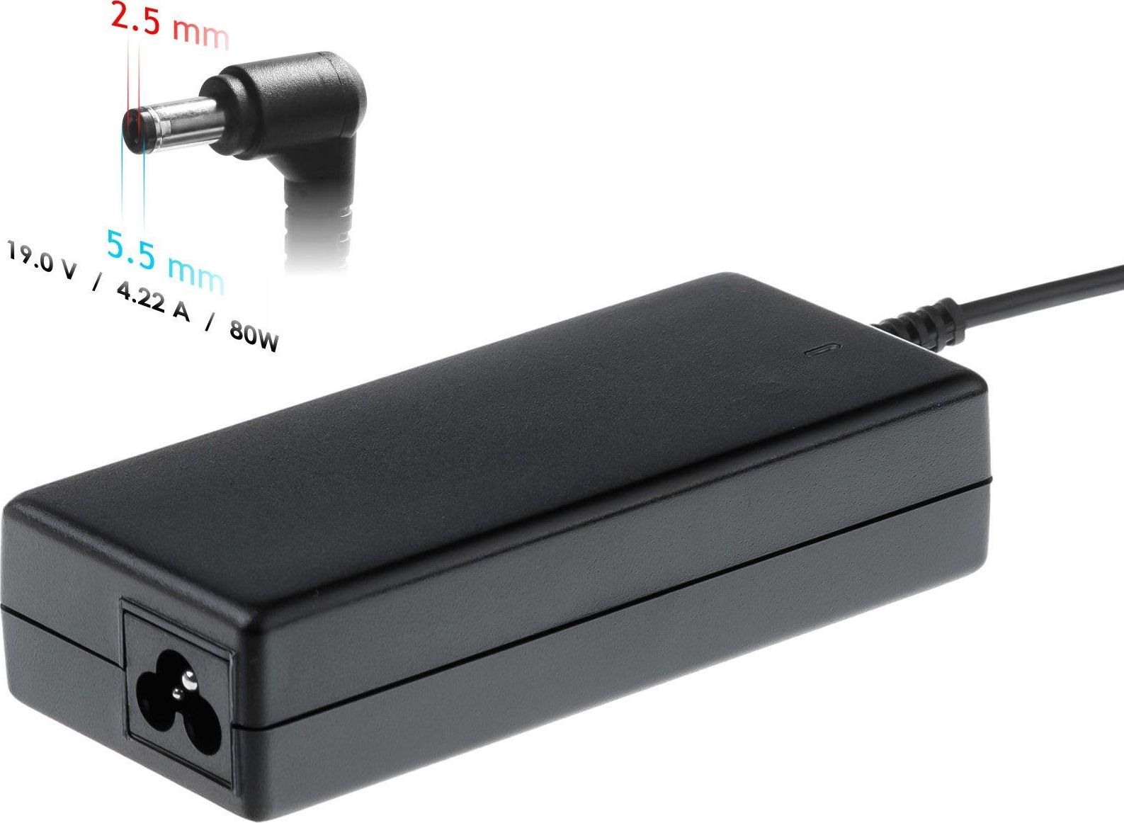 Karikues për laptop dhe printer Akyga 80W, 2.5mm, 4.2A, 19V (AK-ND-72)