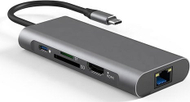 Adapter USB Type C, 2x USB 3.0, HDMI, RJ45, gri