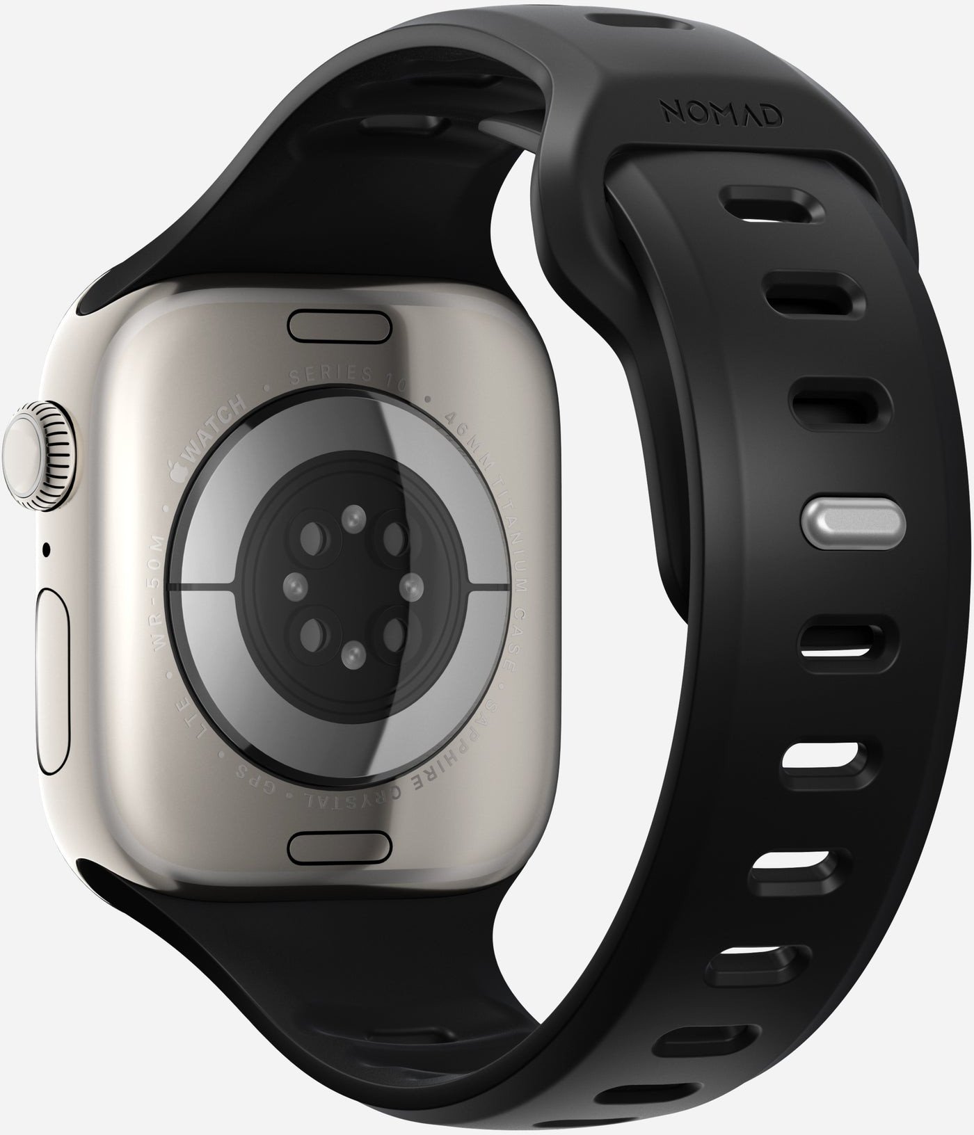 Rrip për Apple Watch Nomad Tempo Band 46mm, 20mm, FKM pa PFAS, i zi