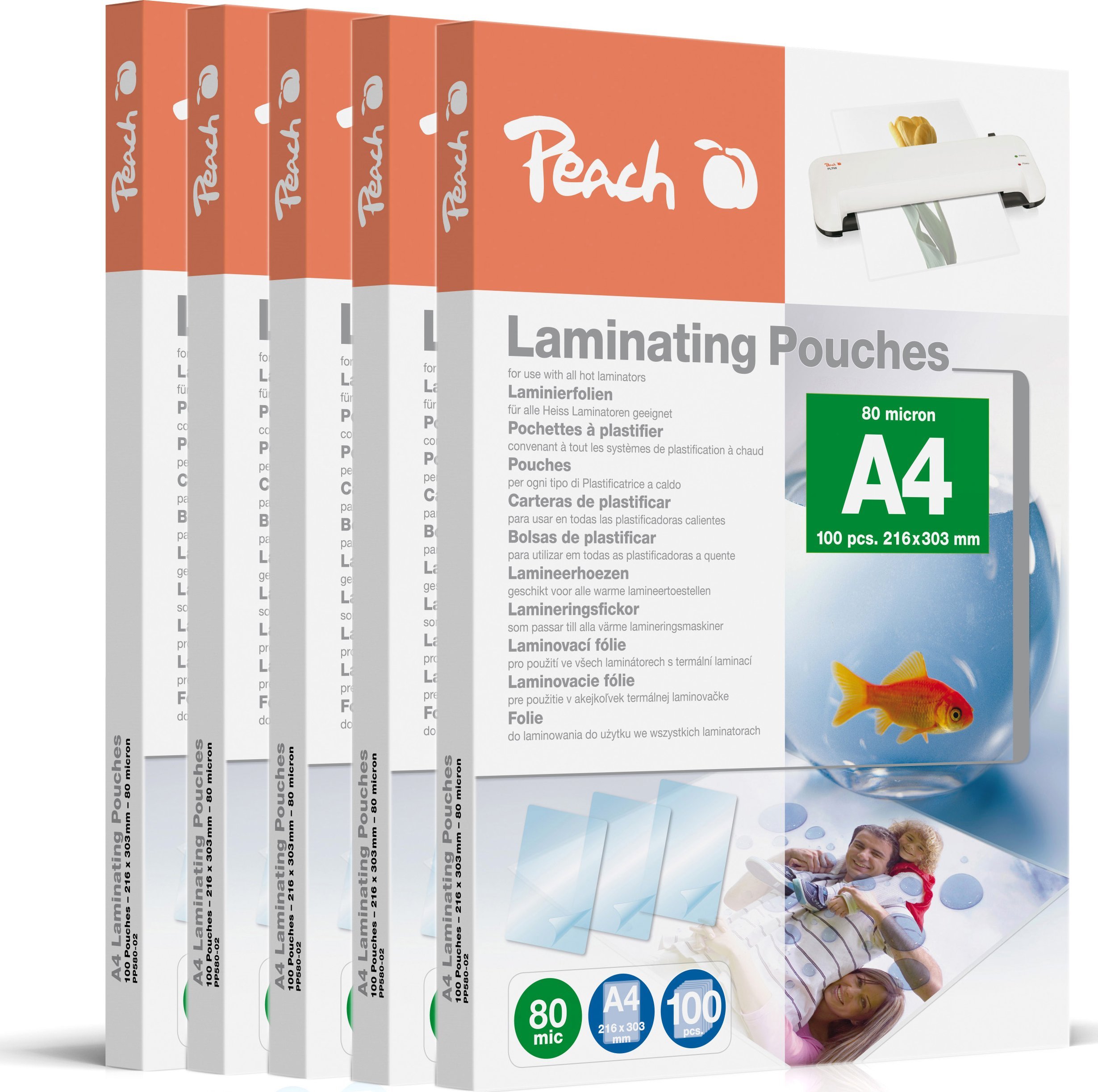 Fletë plastifikimi Peach PP580 50, A4, 80 mikron, me shkëlqim