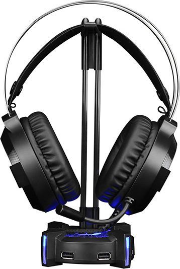 Mbajtëse për kufje Marvo, RGB, plastike, e zezë