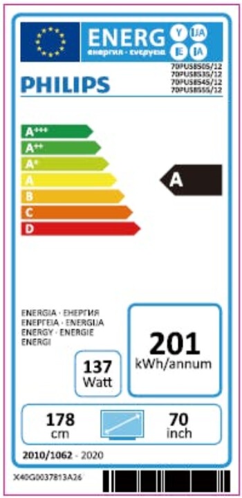 Televizor Philips 70PUS8505, 70" (178cm), 4K UHD, i argjendtë