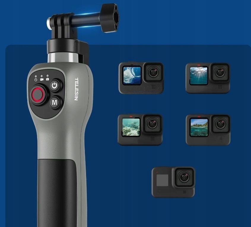 Shkop selfie TELESIN Diving Underwater, 0.85m, i papërshkueshëm nga uji, me telekomandë pa tela për GoPro Hero 8 9 10 11 12