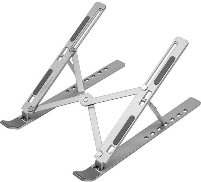 Standi për laptop dhe tablet HISMART, alumini, 7 pozicione rregullimi, gri