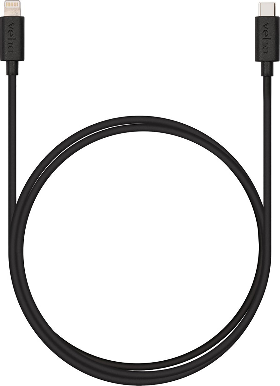 Kabllo karikimi Veho USB C në Lightning, 1m, i zi