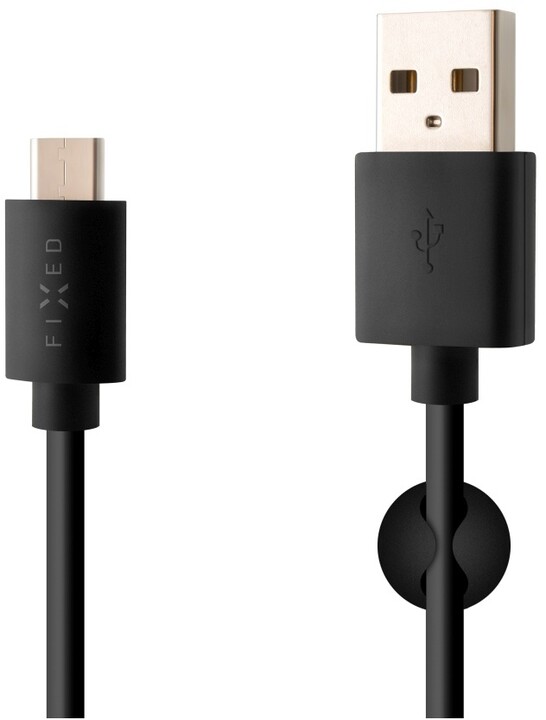 Kabllo FIXED USB-A - USB-C, USB 2.0, 1m, e zezë
