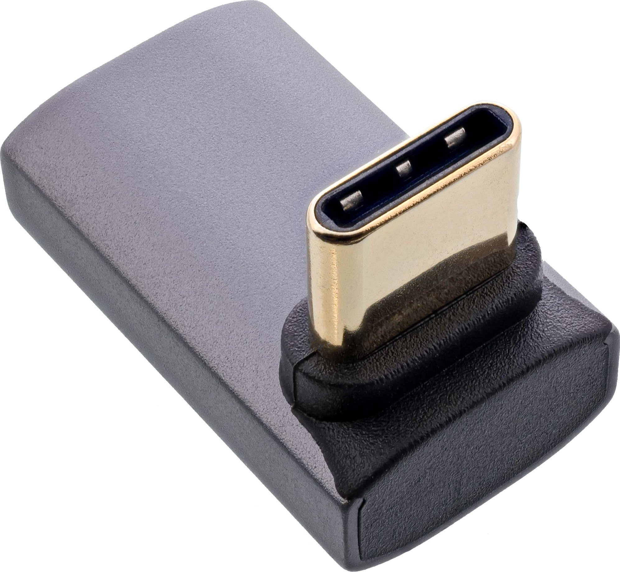 Adapter USB InLine USB4, USB C kënd lart poshtë, alumin, gri