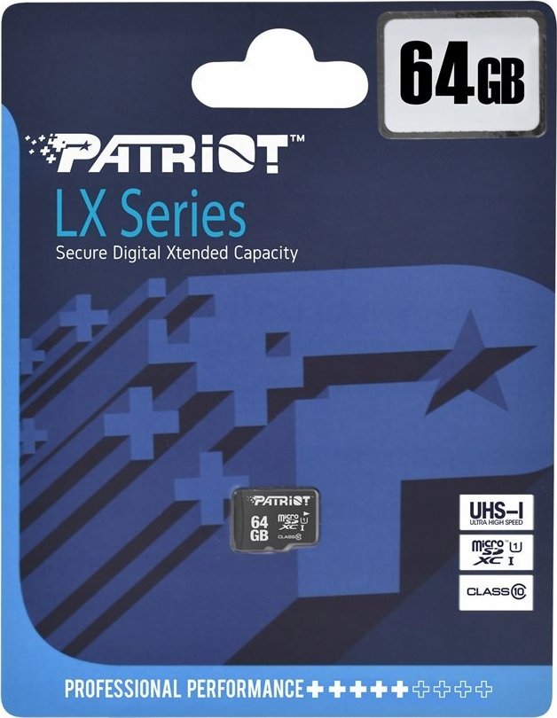 Kartë memorie Patriot LX Series MicroSDXC 10 UHS-I / U1 (PSF64GMDC10), 64 GB