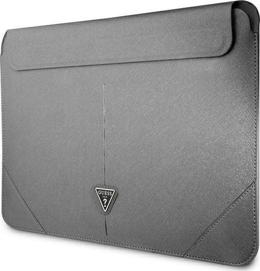 Futrollë për laptop Guess Sleeve GUCS14PSATLG, 13-14", lëkurë Saffiano, argjendtë