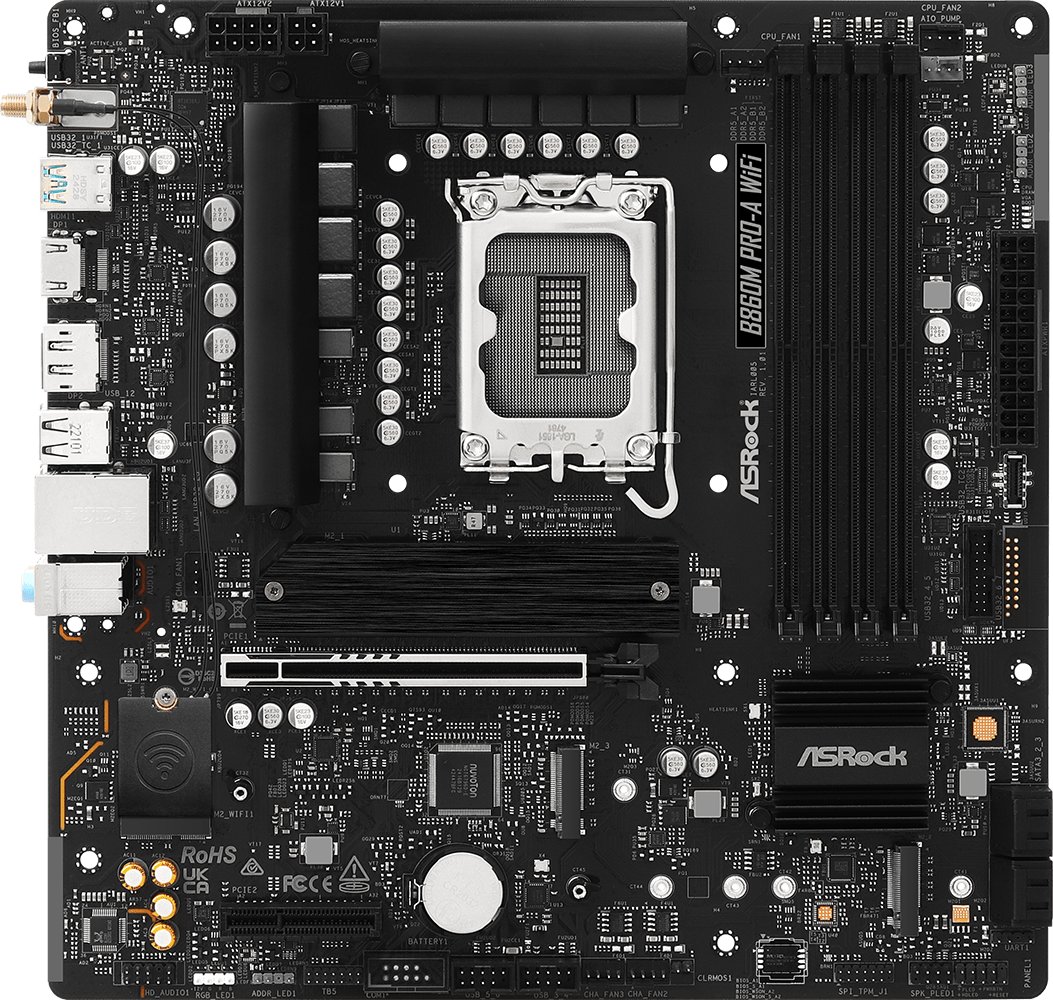 Pllakë amë Asrock B860M Pro-a WiFi, Intel B860, DDR5, Micro ATX 3
