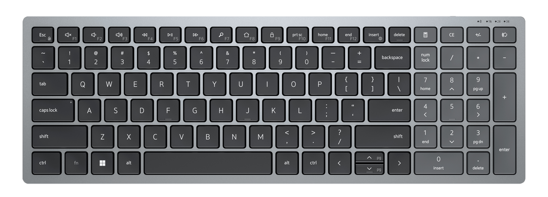 Tastierë Dell KB740, RF Wireless + Bluetooth, e zezë / e hirtë