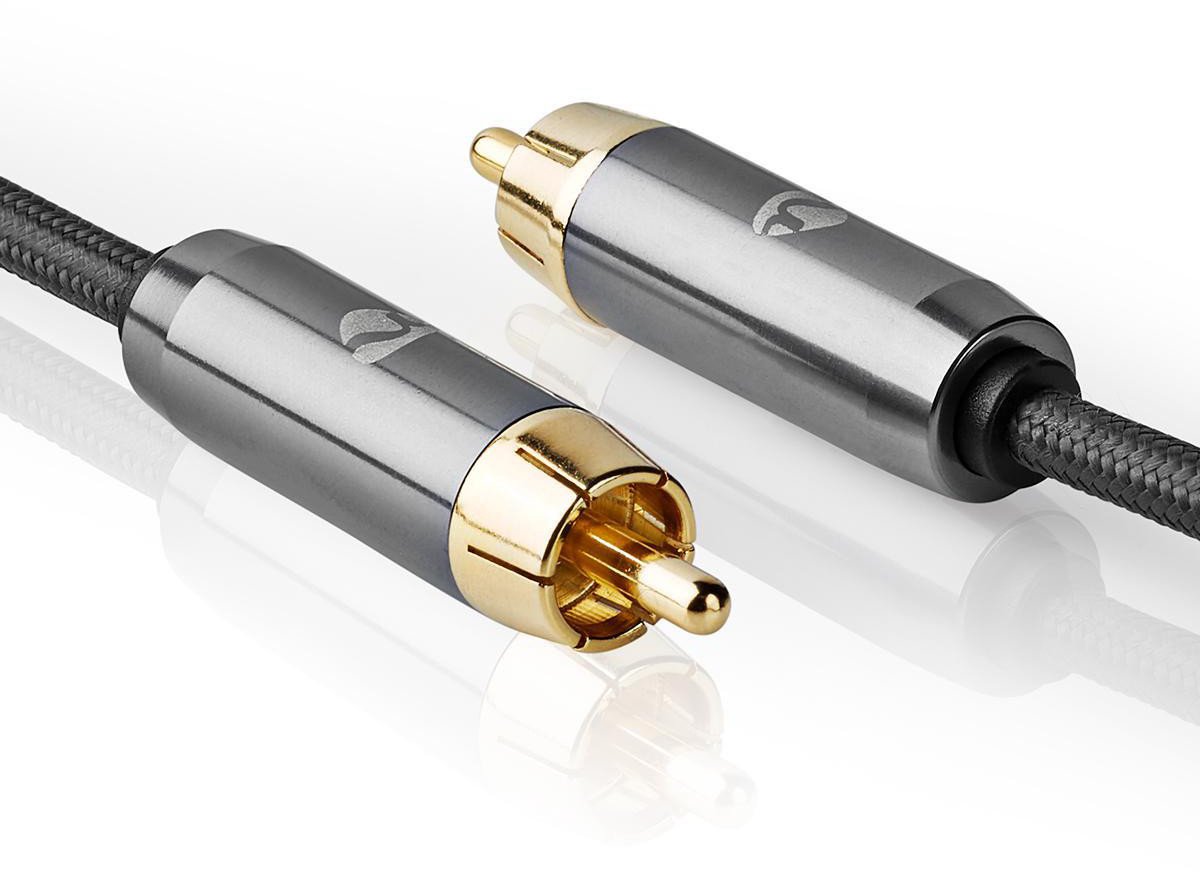 Kabllo subwoofer Nedis Profigold Fabritallic, RCA në RCA, 5m, antracit