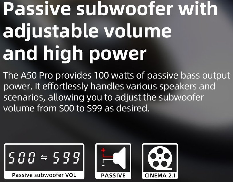 Amplifikator audio S.M.S.L A50Pro, 2.1 kanale, 100W, Bluetooth 5.0, i zi