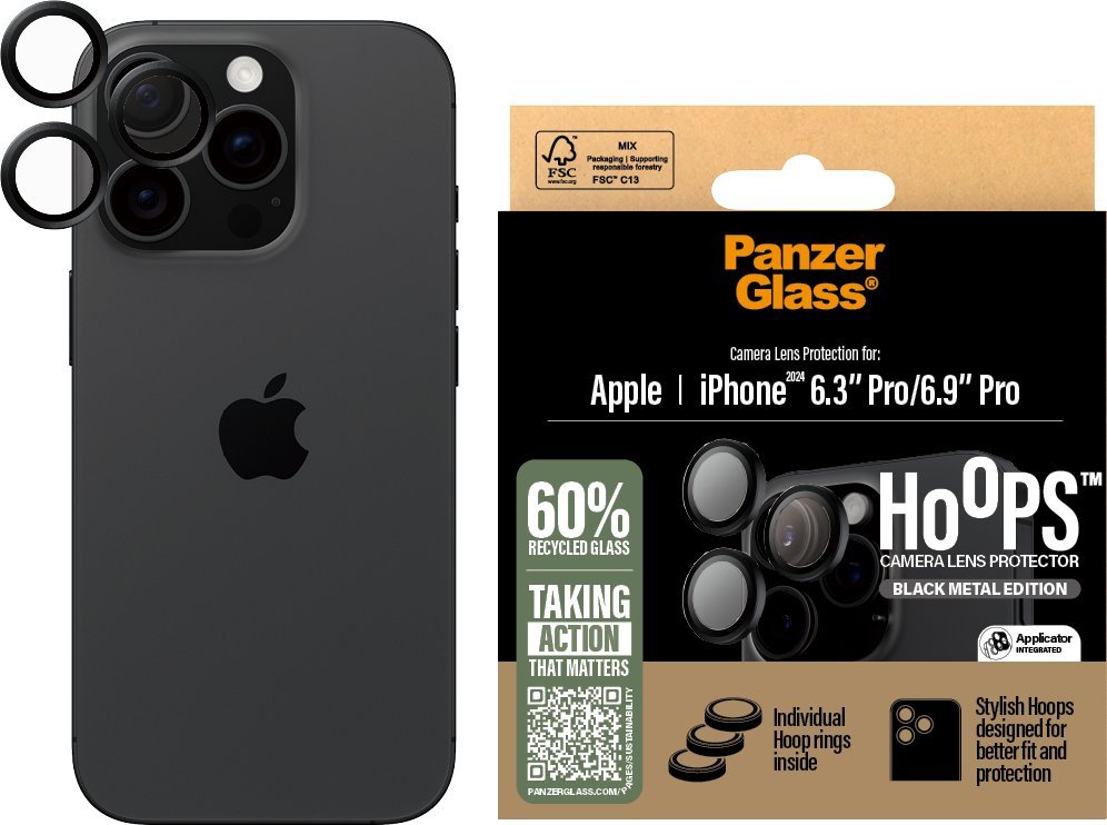 Mbrojtës kamere PanzerGlass Hoops 1284, unazë mbrojtëse, i zi