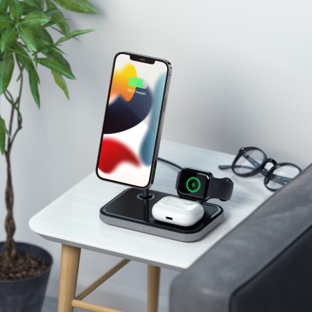 Mbajtëse karikuese Satechi Aluminium 3-in-1 Magnetic Wireless, e zezë