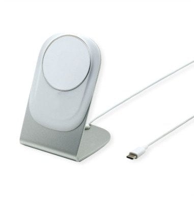 Karikues wireless me qëndrim Roline Magnetic Induction, 15W, USB, argjendtë