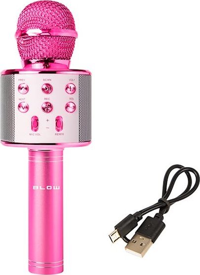 Mikrofon karaoke BLOW PRM402, wireless, me Bluetooth, rozë