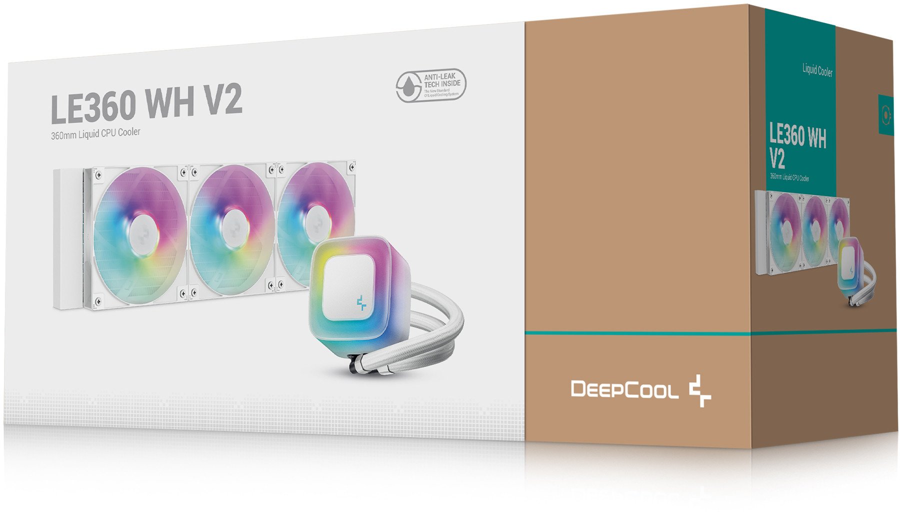 Ftohës uji për procesor DeepCool LE360 WH V2, 360 mm, ARGB, i bardhë