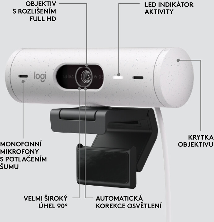 Ueb kamerë Logitech Brio 500, e bardhë