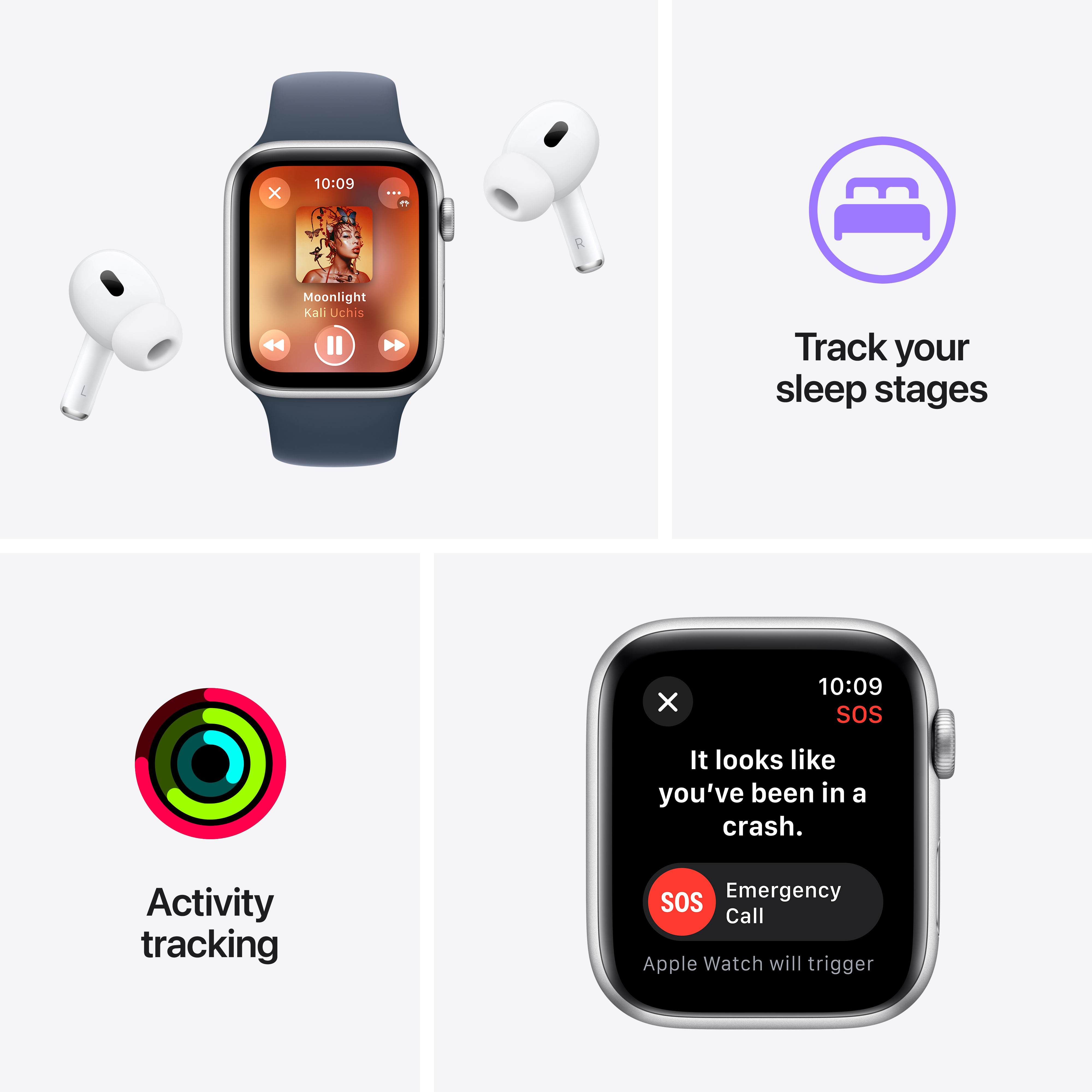 Apple Watch SE2 V2 GPS, 44mm, Midnight Aluminium Case me Midnight Sport Band, S/M