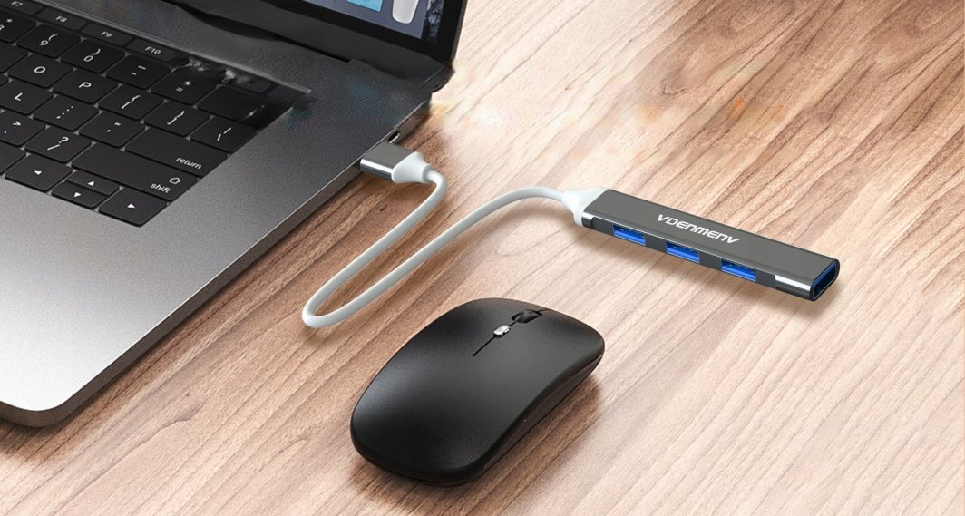 USB hub Denmen Vega DU17, 4 porta, alumini, i zi