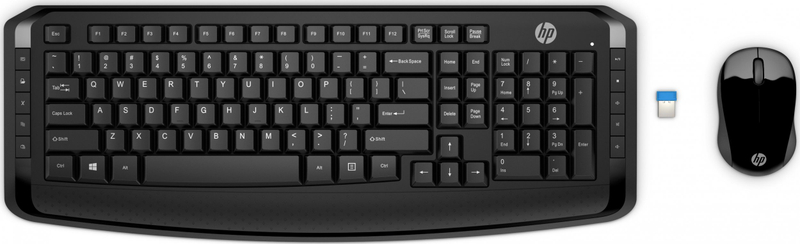 Set tastierë dhe maus HP 300, wireless, layout gjerman, i zi