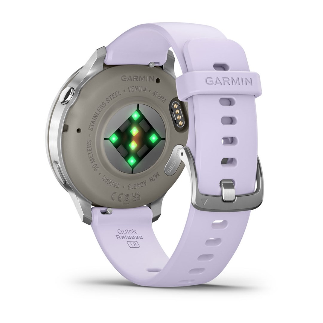 Orë inteligjente Garmin Venu 4, 41mm, GPS, argjend me rrip lejla
