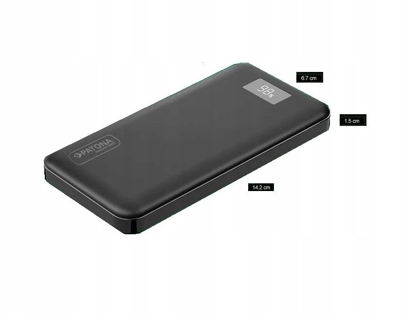 Powerbank Patona Premium Stark 3.0, 10000mAh, PD 20W QC 3.0, USB C, e zezë