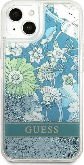 Husë telefoni Guess GUHCP13MLFLSN për iPhone 13, Flower Liquid Glitter, e gjelbër