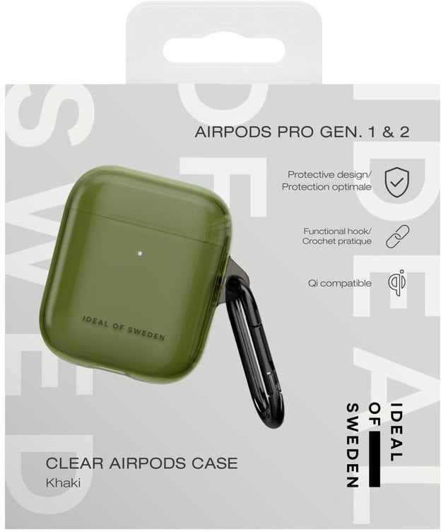 Çantë për kufje IDeal of Sweden Designer Hard Cover Khaki Chiaro, mbrojtëse për AirPods, jeshile khaki