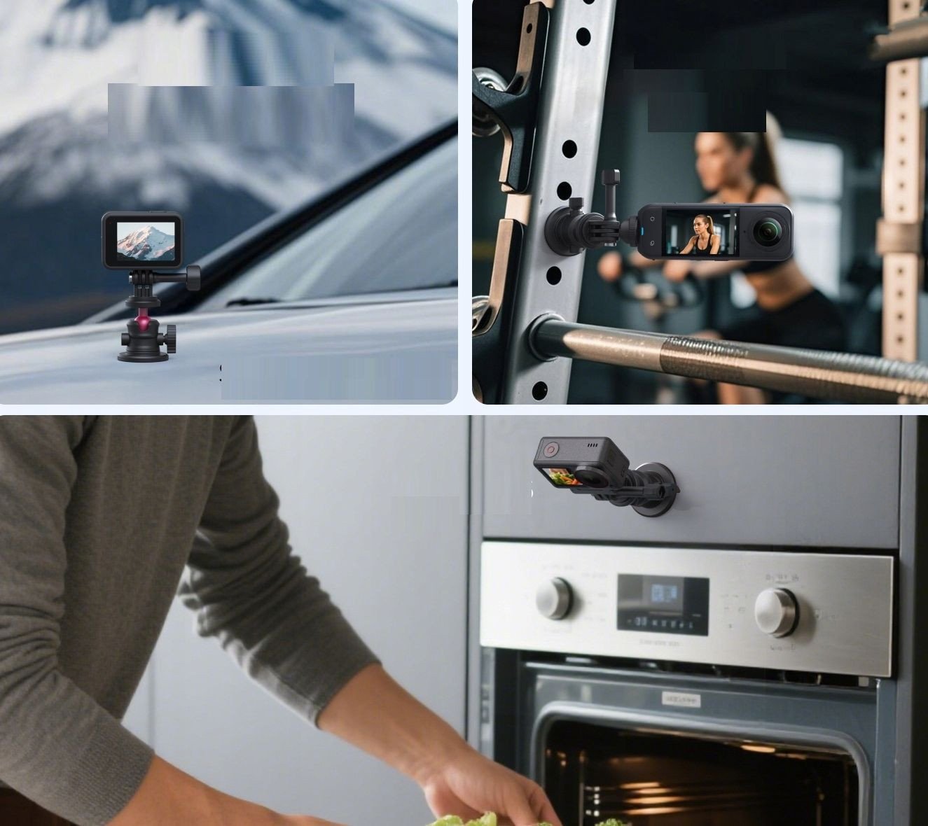 Магнетен држач Telesin со сферична глава за акциона камера, метален монтажен, компактен, црн