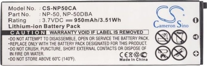 Рикабилна батерија за камера Cameron Sino CS-NP50CA, Li-ion, 950mAh, црна