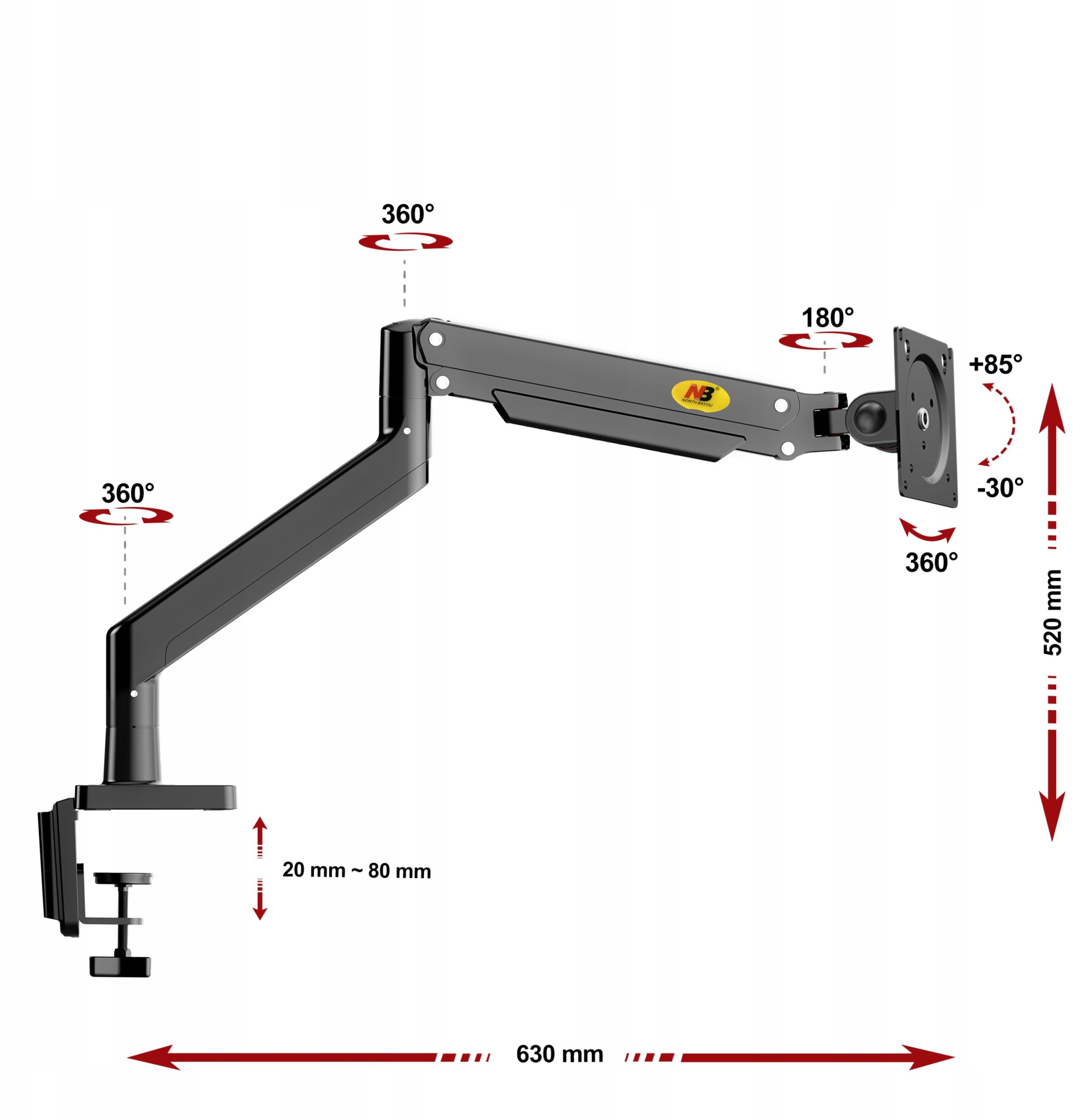 Krah tavoline për monitor NB G45, 22"-40", i rregullueshëm, grafit