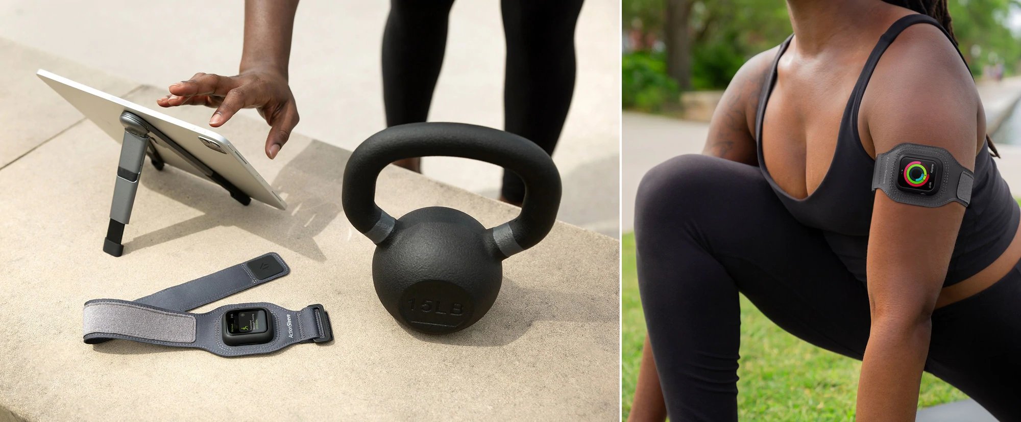 Mbajtëse krahu Twelve South ActionSleeve 2 për Apple Watch 41mm, kornizë mbrojtëse, e zezë