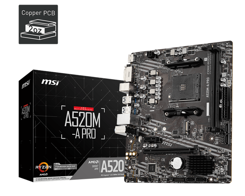 Pllakë amë MSI A520M-A PRO Socket AM4