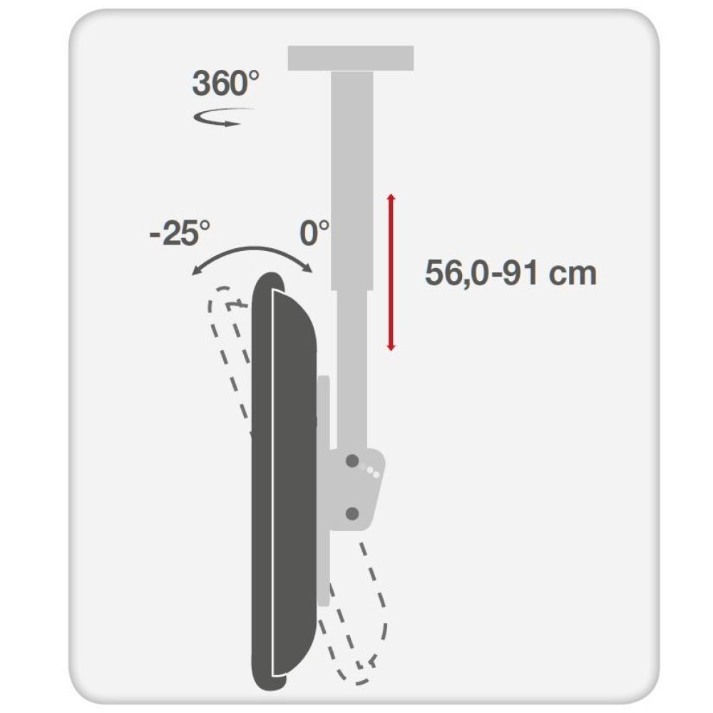 Таванска држачка за ТВ Techly LED LCD 32-55\", ICA CPLB-944S, 50 kg, црна