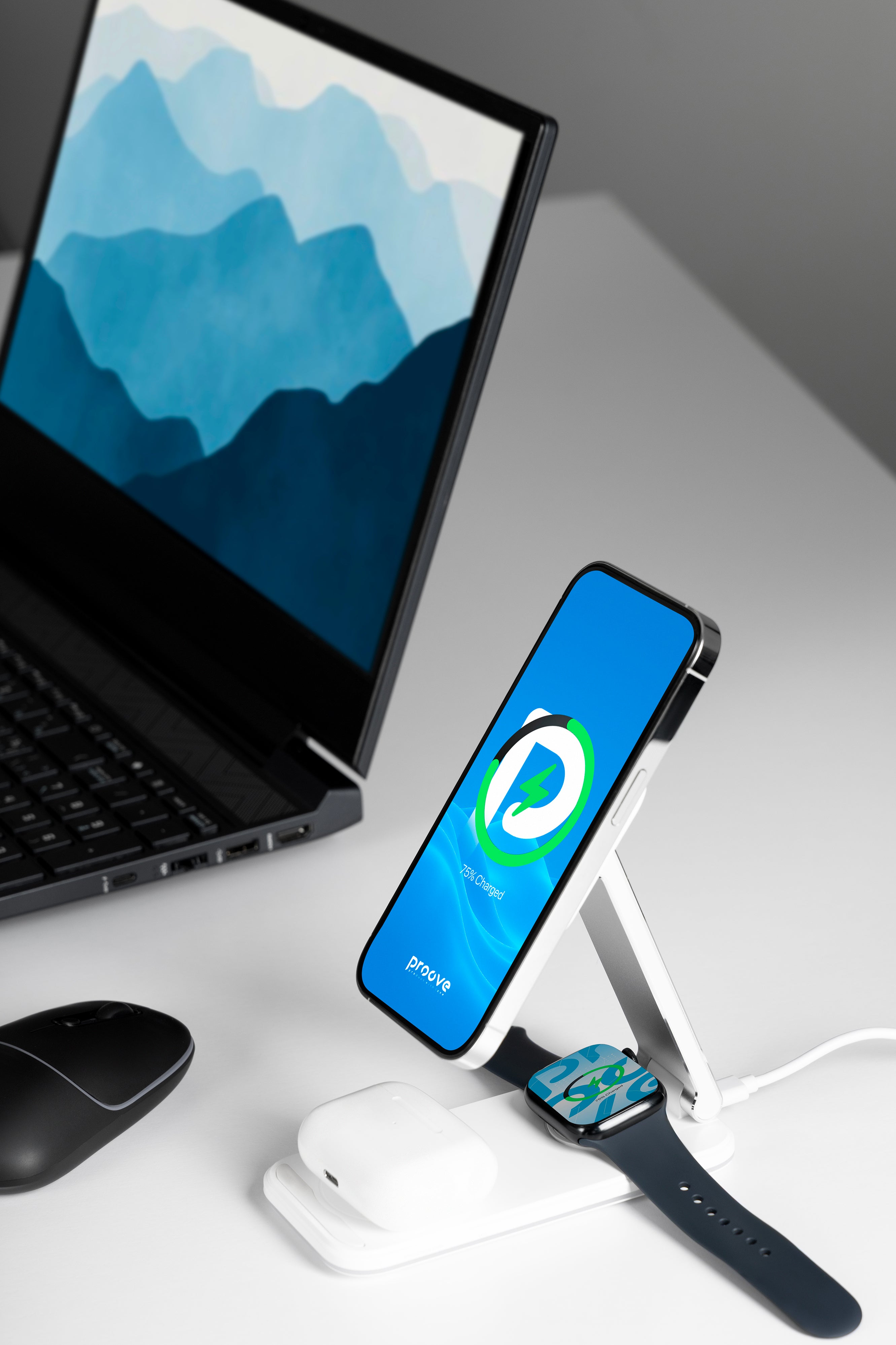 Karikues wireless 3 në 1 Proove Energy Fold, 15W, i bardhë