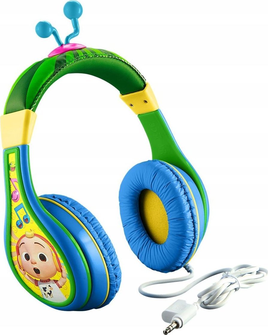 Kufje me kabllo EKids Cocomelon, për fëmijë, me share port, shumëngjyrëshe