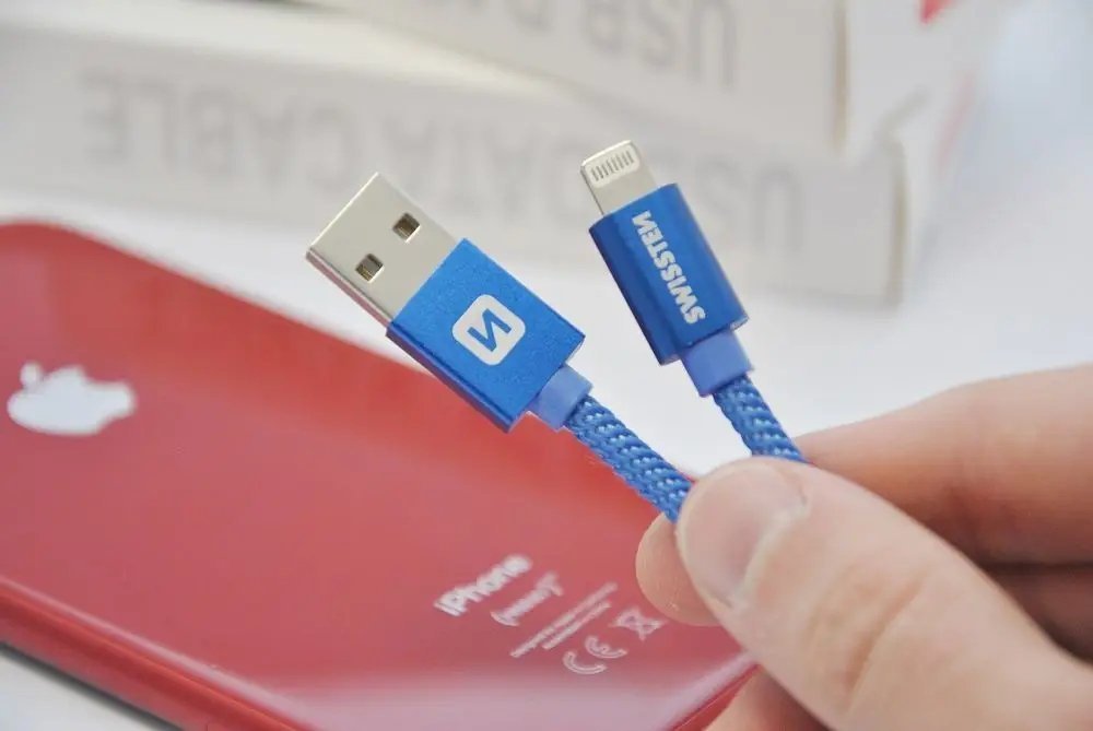 Kabll USB Lightning Swissten Textile 71523206, 1.2m, 3A, i kuq
