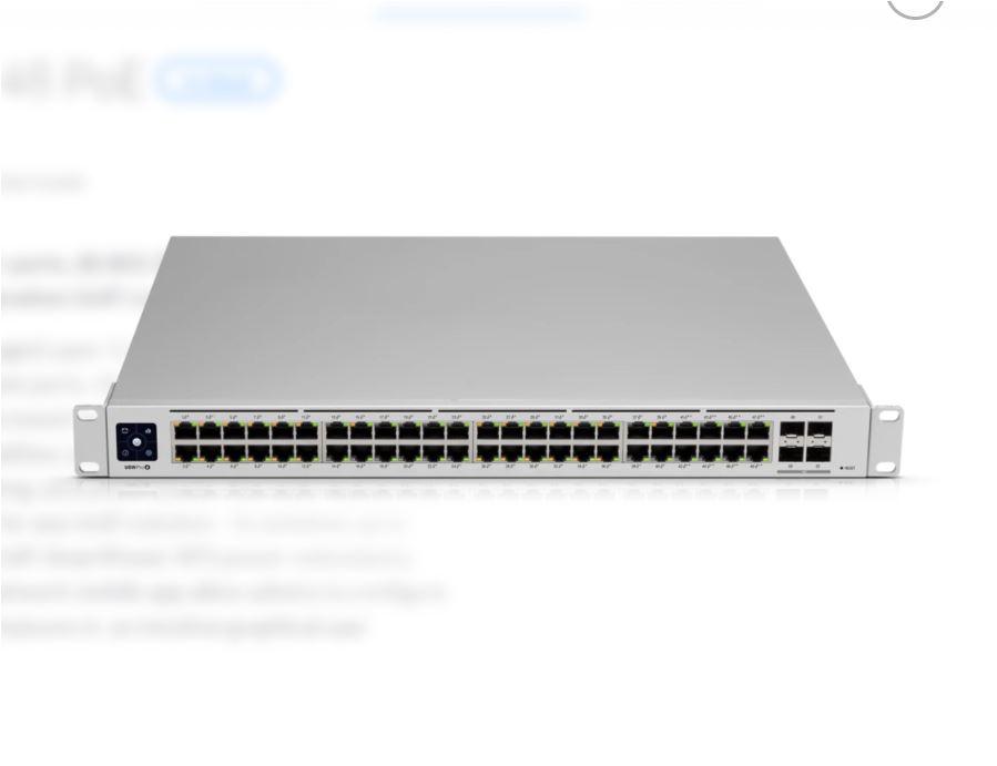 Swich rrjeti Ubiquiti UniFi USW-48-POE, 48 porta Gigabit, PoE+, për rack