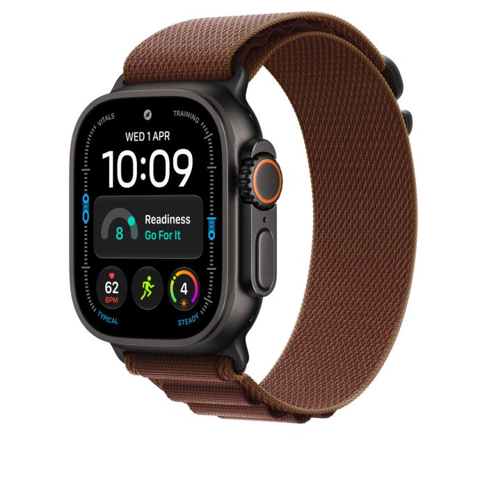 Apple Watch 49mm Burgundy Alpine Loop, Medium, Black Titanium Finish