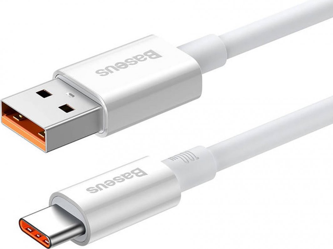 Kabllo USB Baseus Superior, USB A në USB C, 0.25 m, 100 W, e bardhë