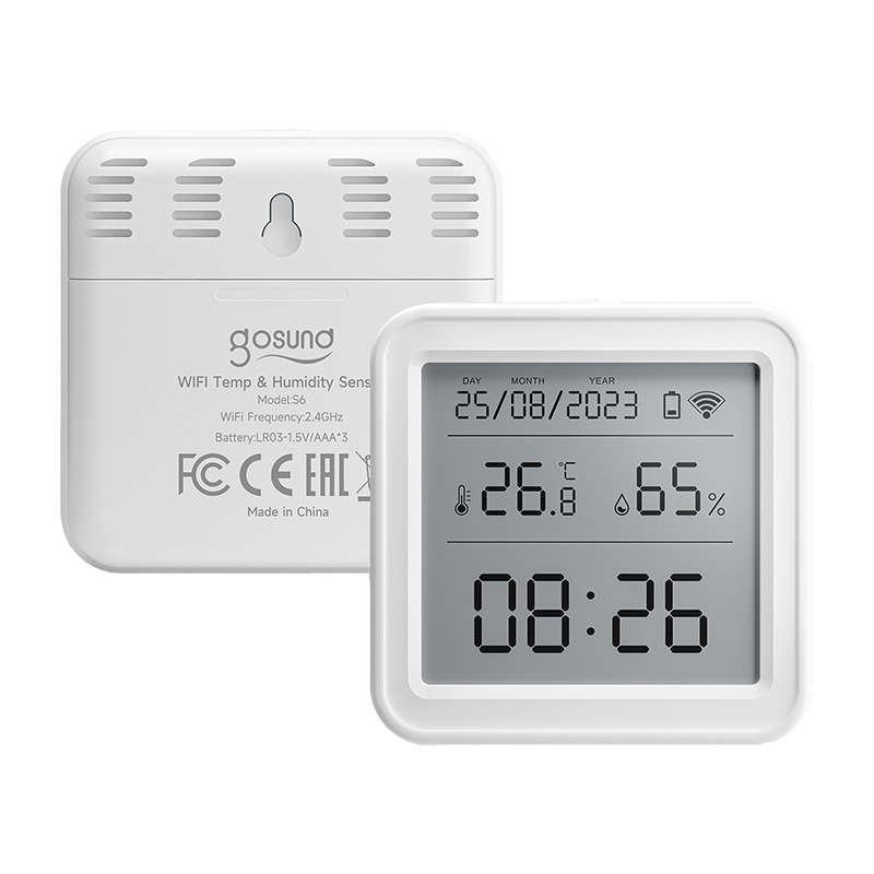 Sensor smart temperature dhe lagështie Gosund ST17, Zigbee, ekran LCD, i bardhë