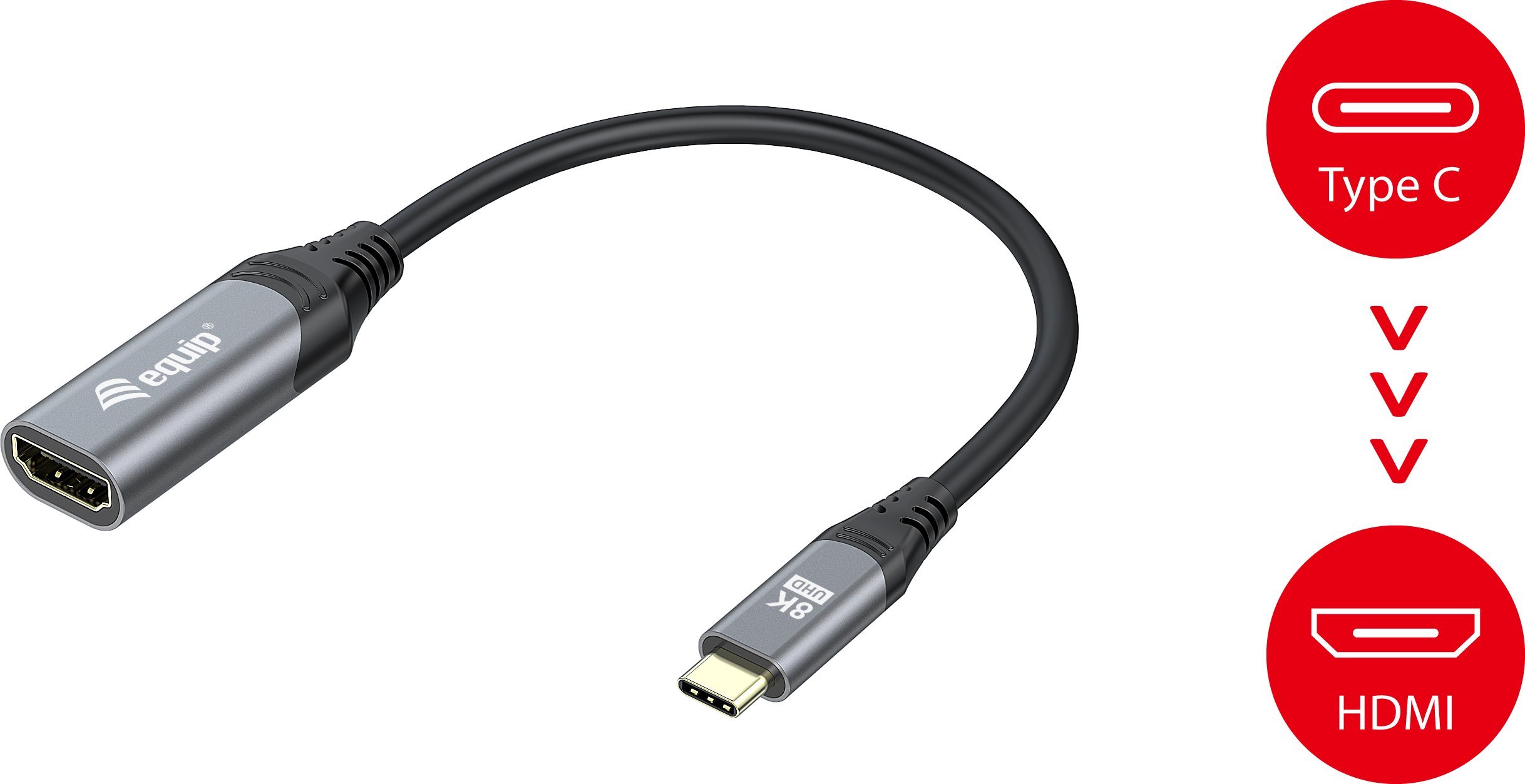 Adapter USB C në HDMI Equip 2.1, 8K 30Hz, gri